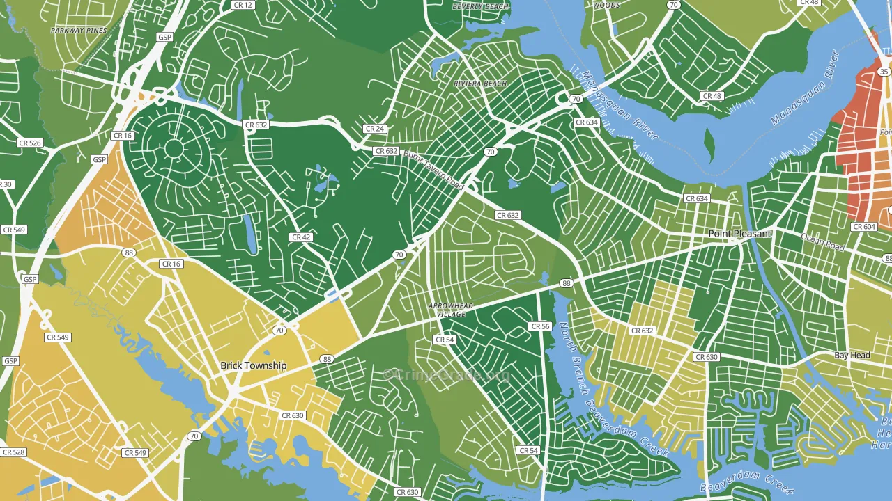 Point Pleasant Manor, Brick, NJ Map of Vandalism Rates