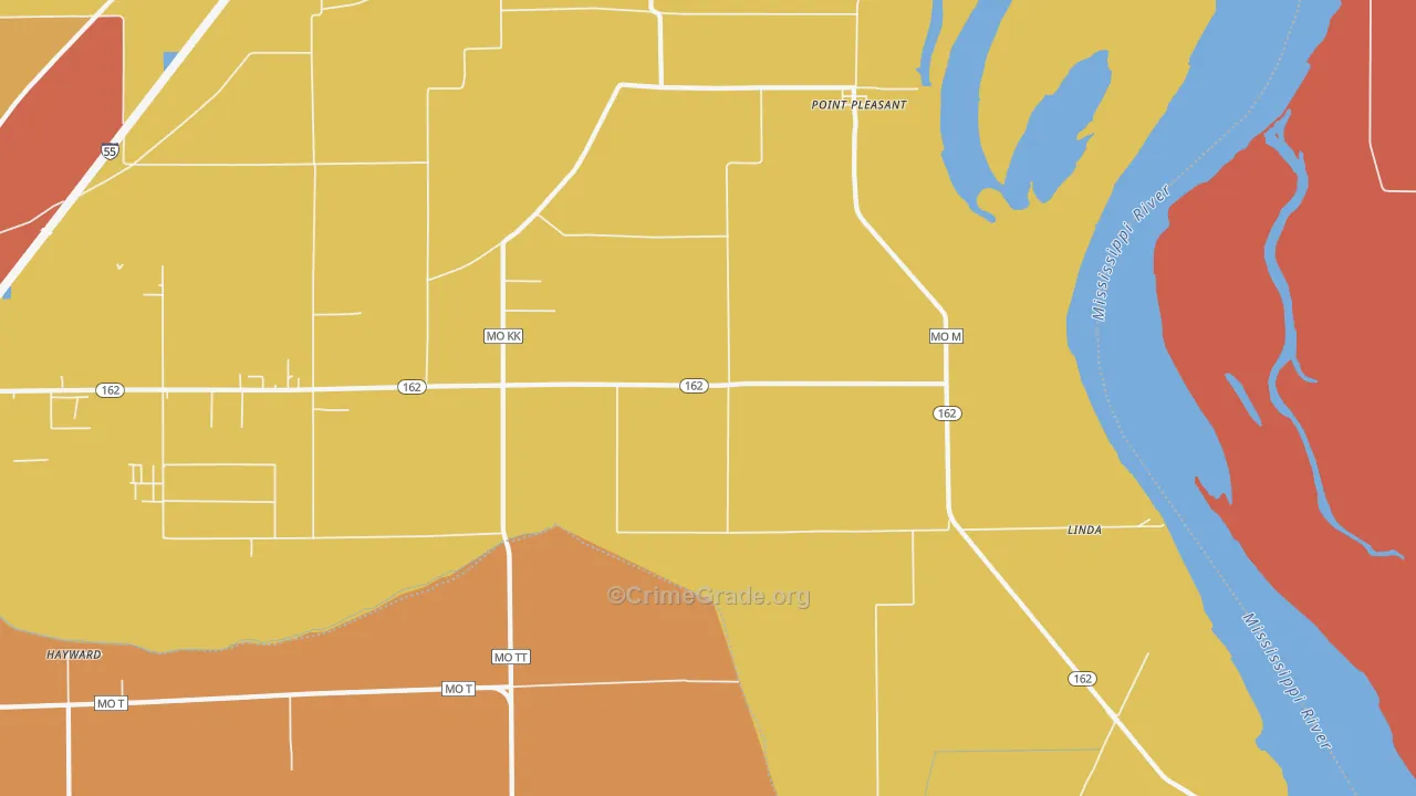 Point Pleasant, MO Map of Vandalism Rates