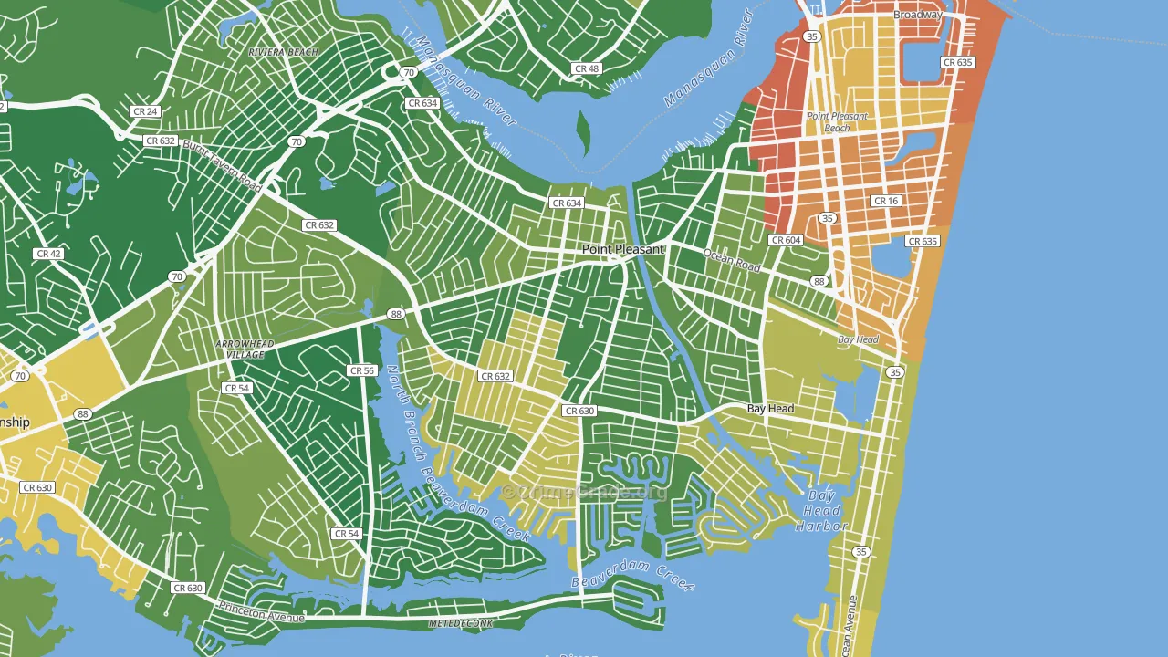 Point Pleasant, NJ Map of Vandalism Rates