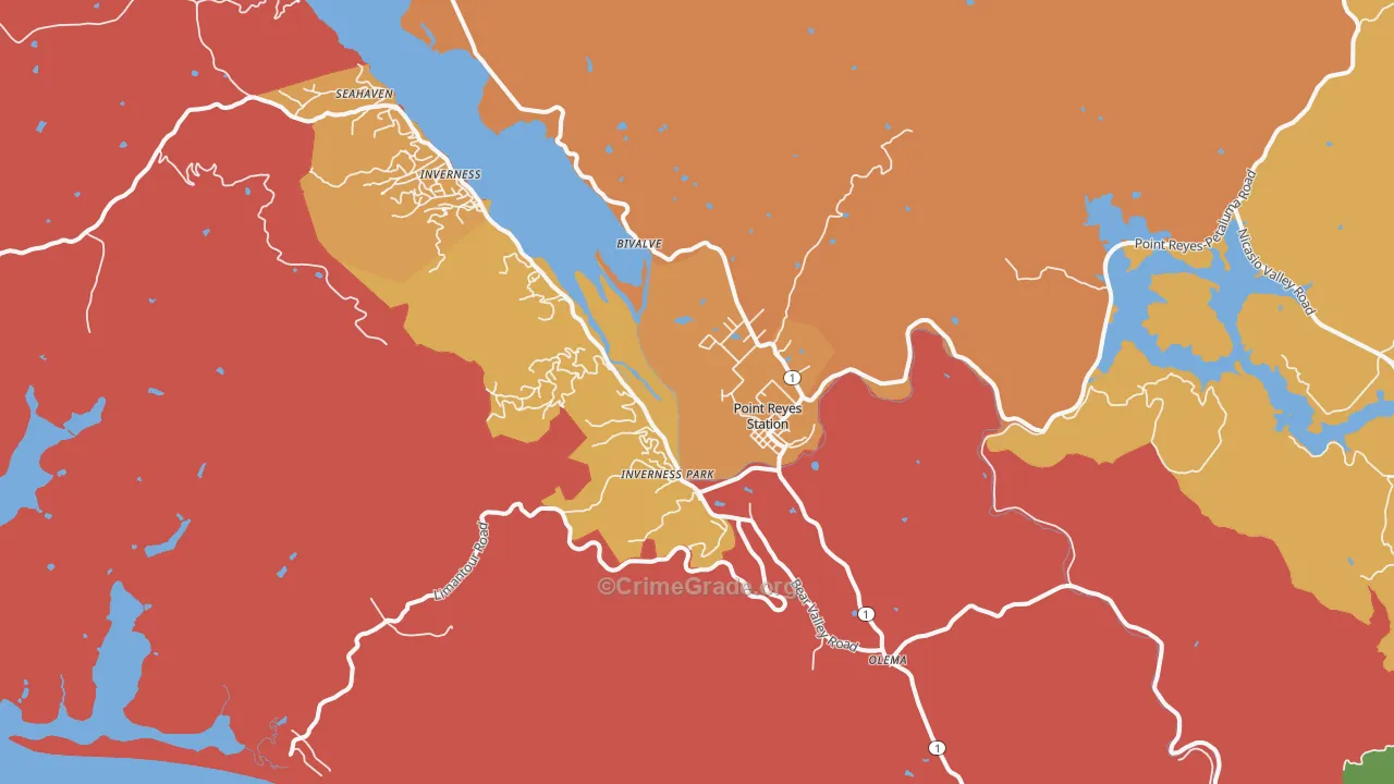 Point Reyes Station, CA Map of Vandalism Rates