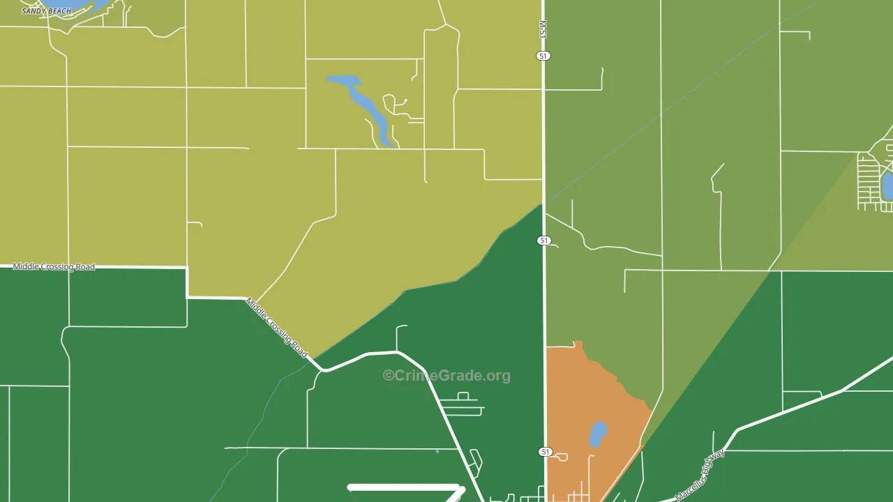 Pokagon, MI Map of Vandalism Rates