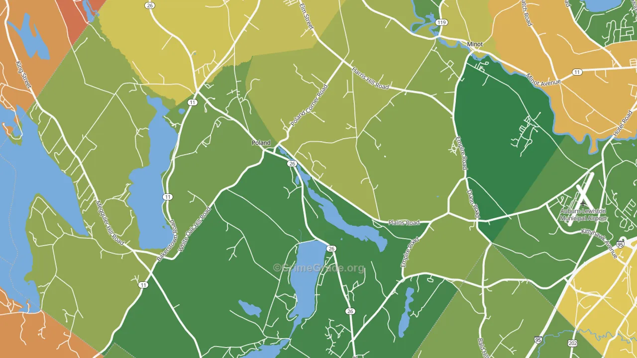 Poland, ME Map of Vandalism Rates