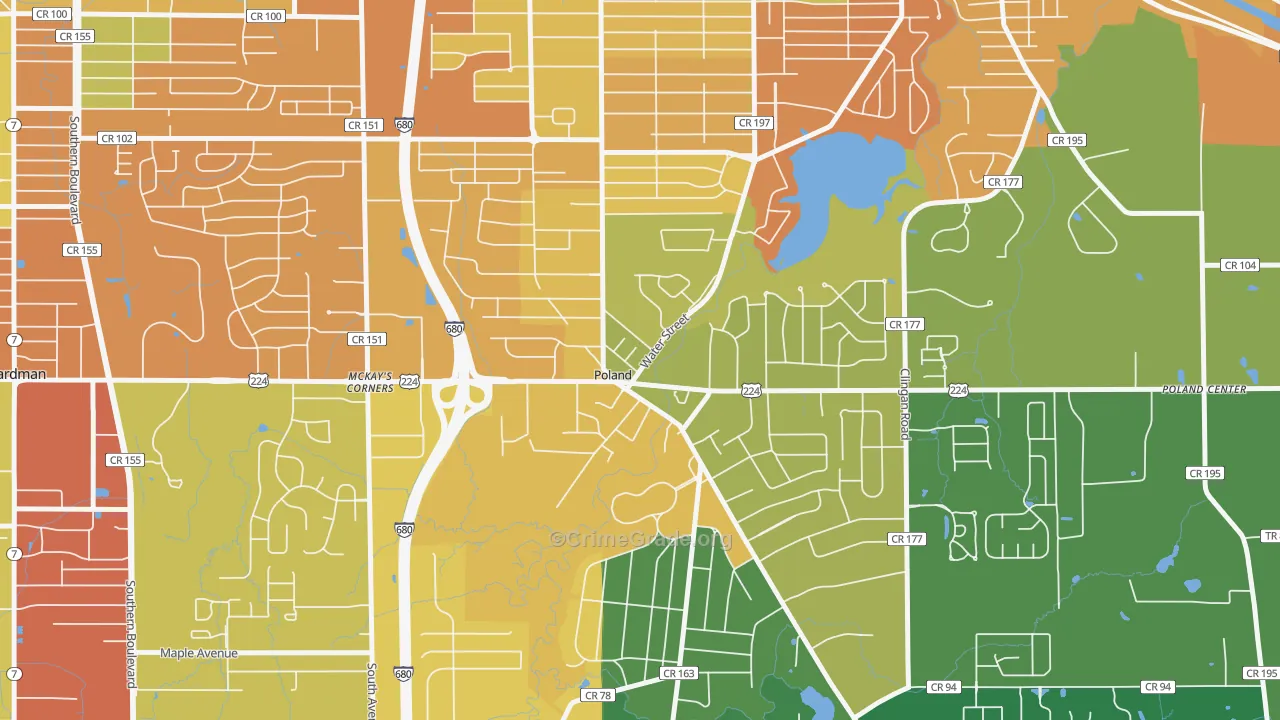 Poland, OH Map of Vandalism Rates