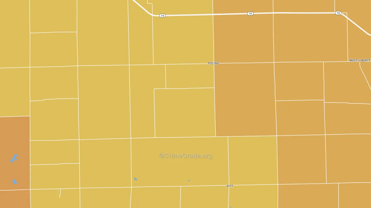 Poling, IN Map of Vandalism Rates