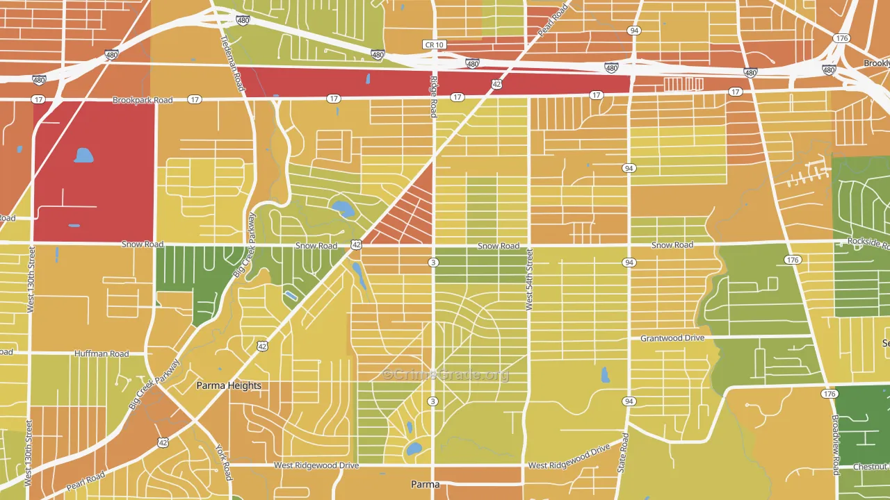 Polish Village, Parma, OH Map of Vandalism Rates