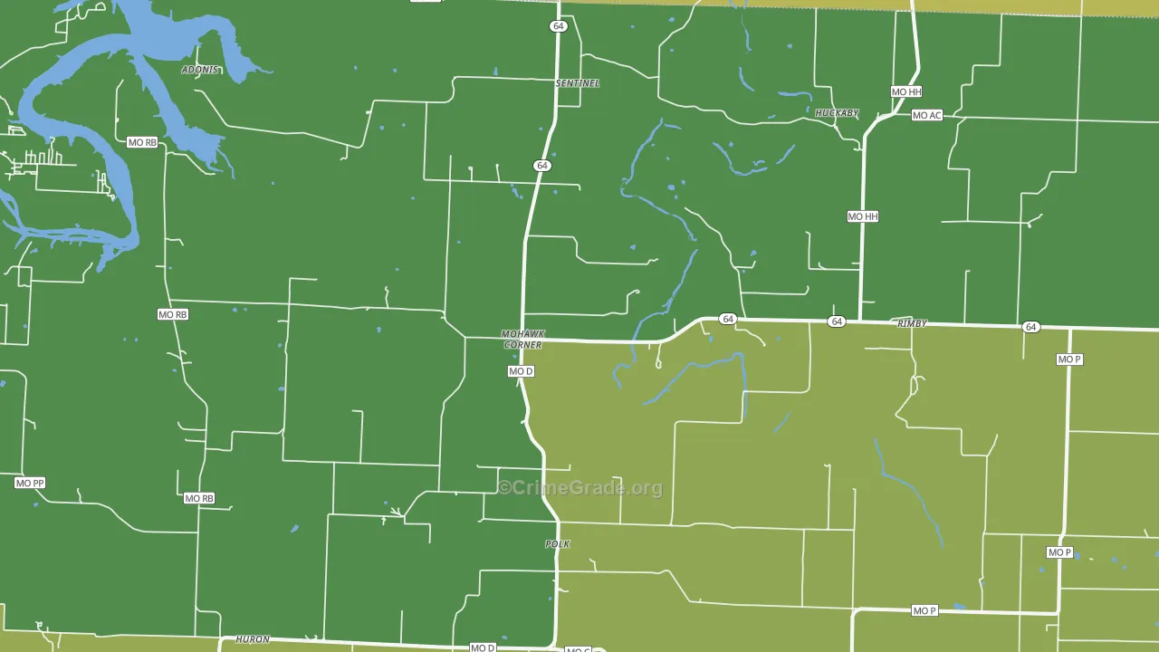 Polk, MO Map of Vandalism Rates