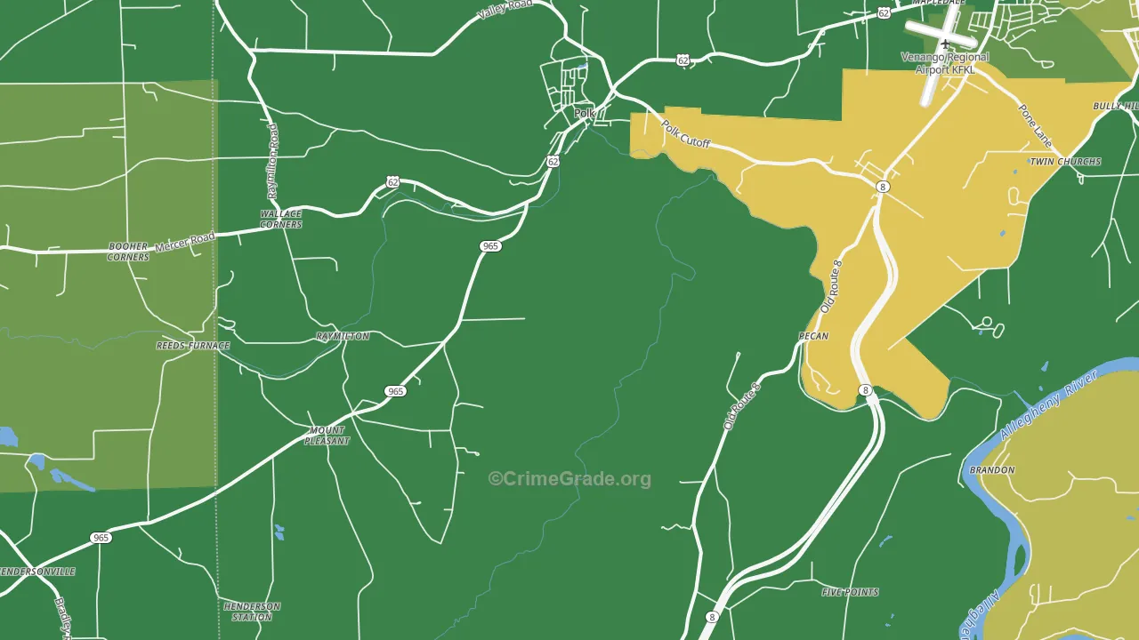 Polk, PA Map of Vandalism Rates