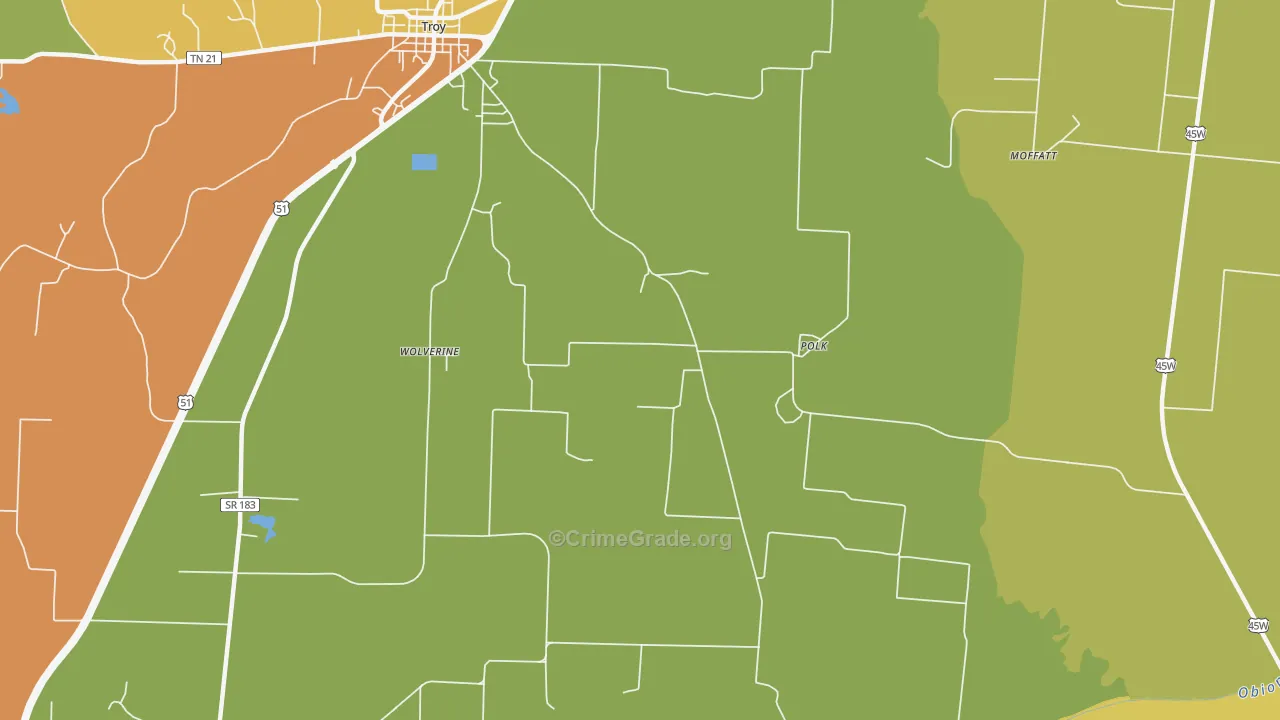 Polk, TN Map of Vandalism Rates