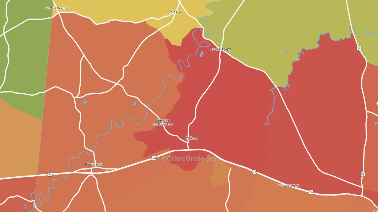 Polkton, NC Map of Vandalism Rates