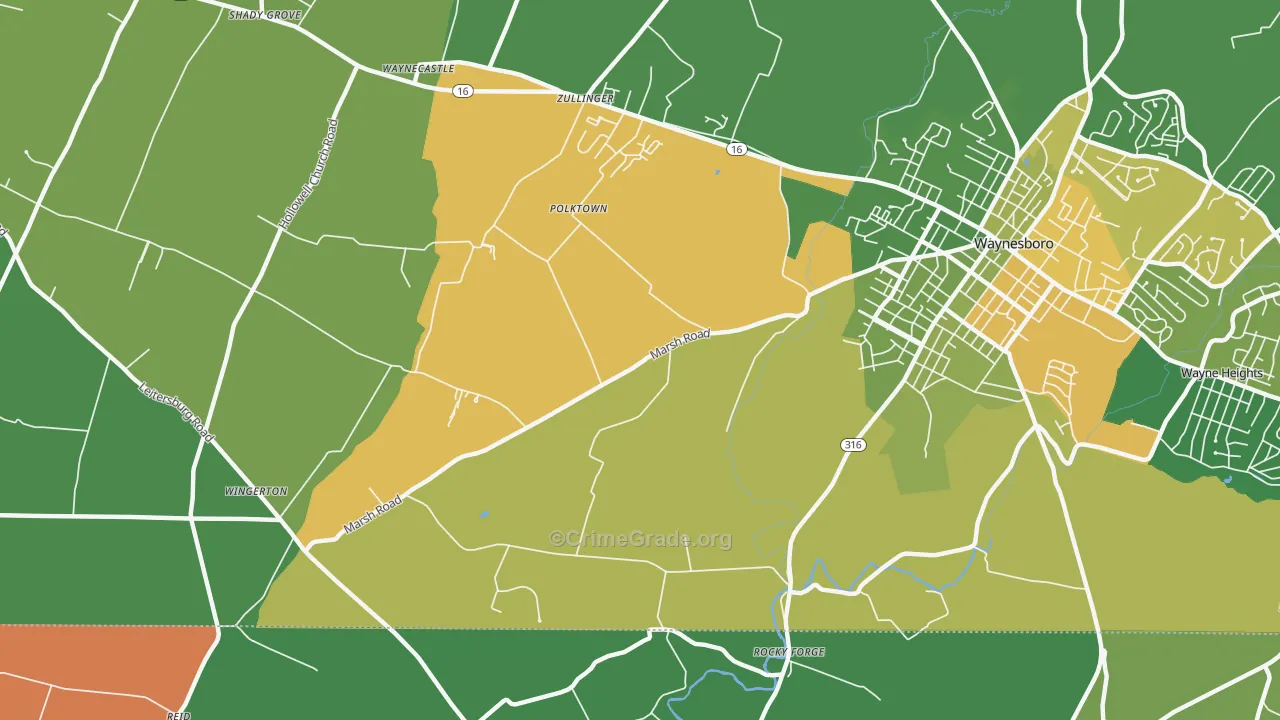 Polktown, PA Map of Vandalism Rates