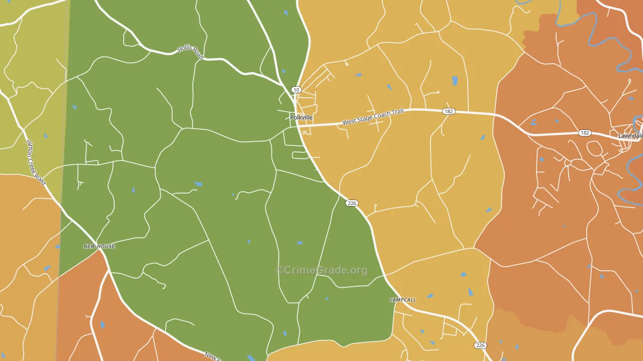 Polkville, NC Map of Vandalism Rates