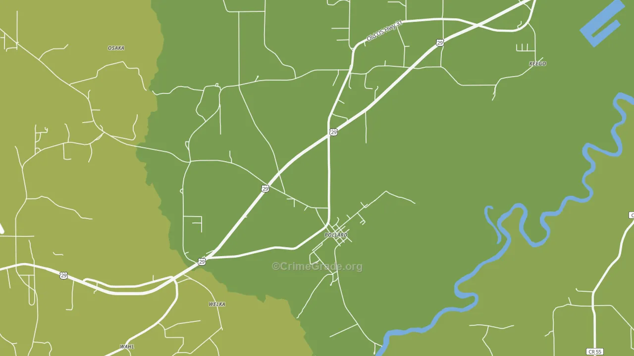 Pollard, AL Map of Vandalism Rates