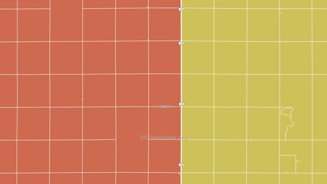 Pollard, KS Map of Vandalism Rates