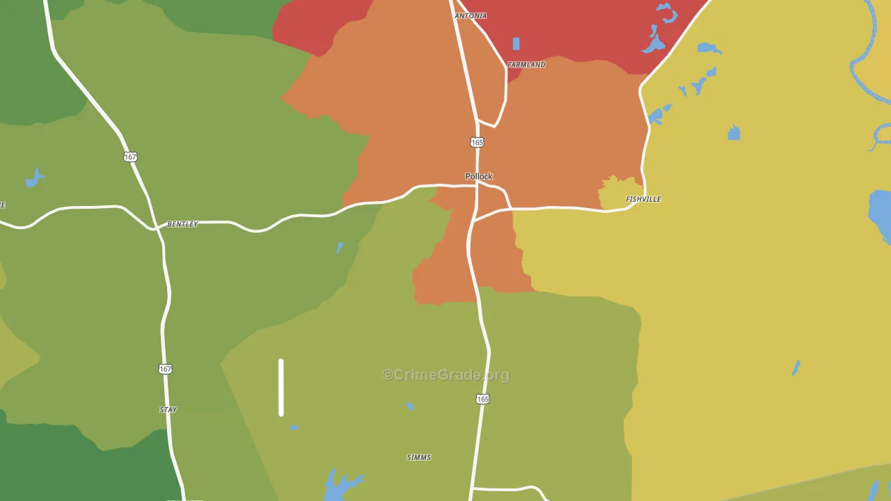 Pollock, LA Map of Vandalism Rates
