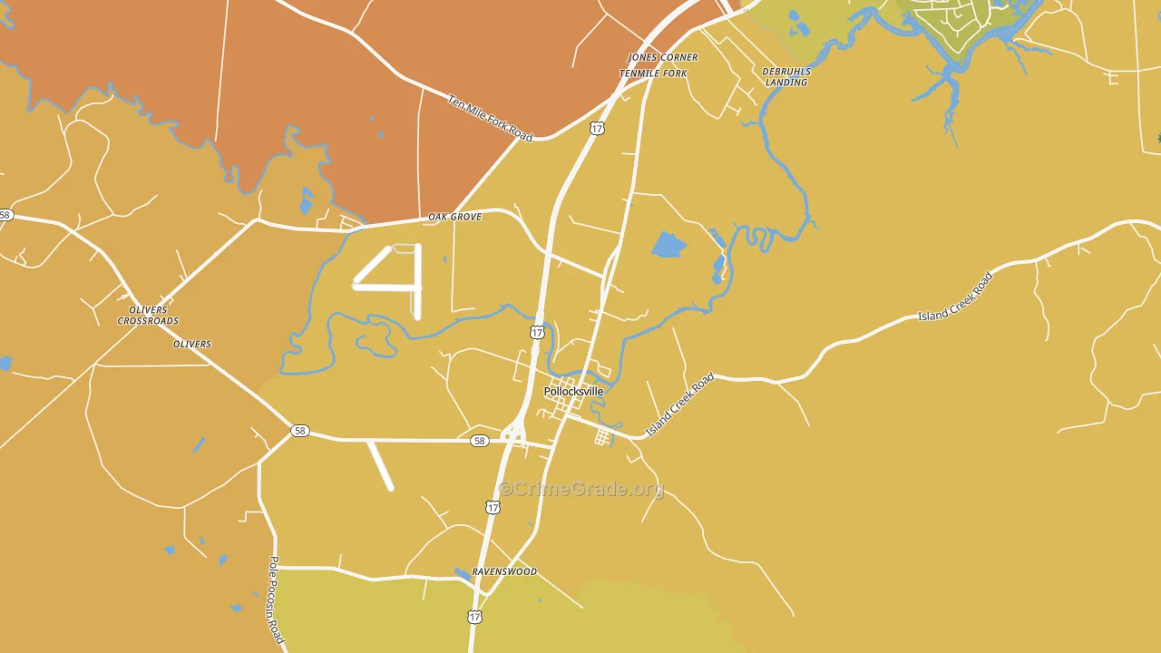 Pollocksville, NC Map of Vandalism Rates