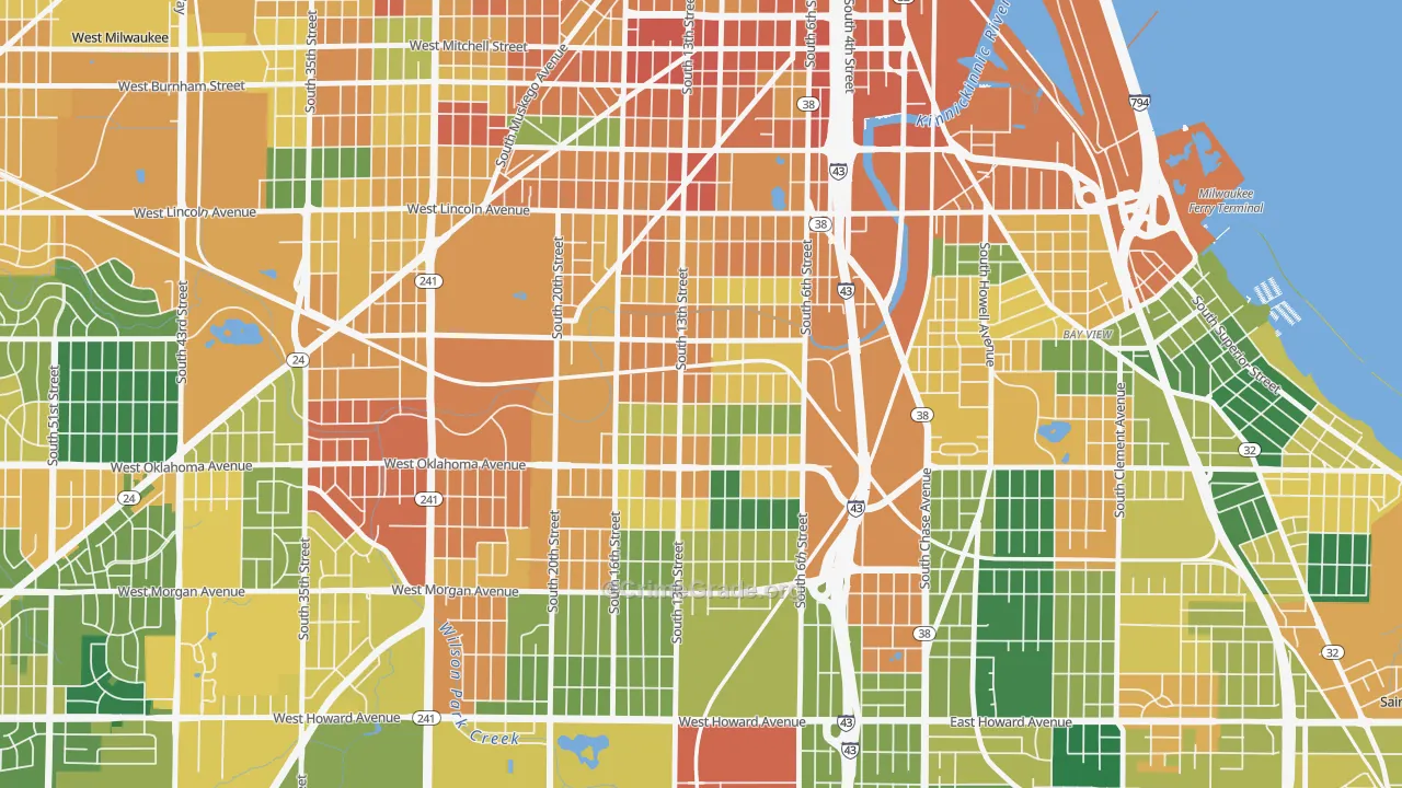Polonia, Milwaukee, WI Map of Vandalism Rates