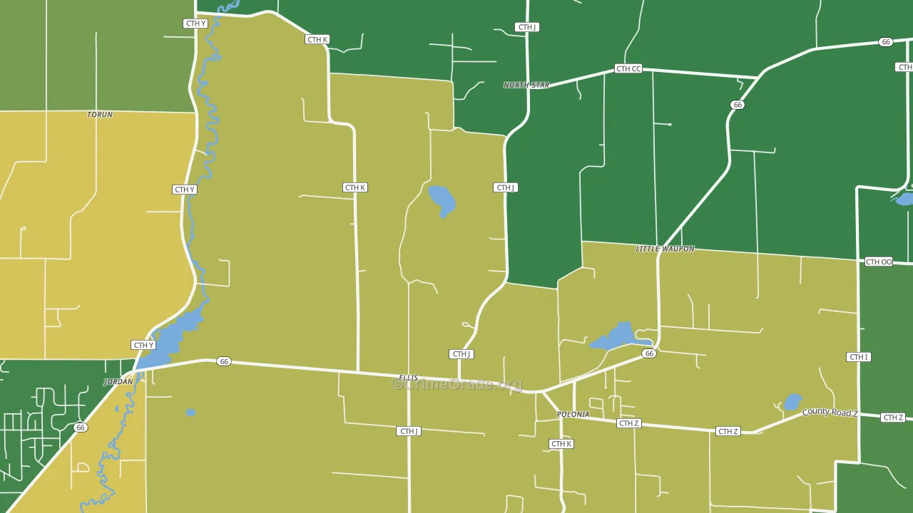 Polonia, WI Map of Vandalism Rates