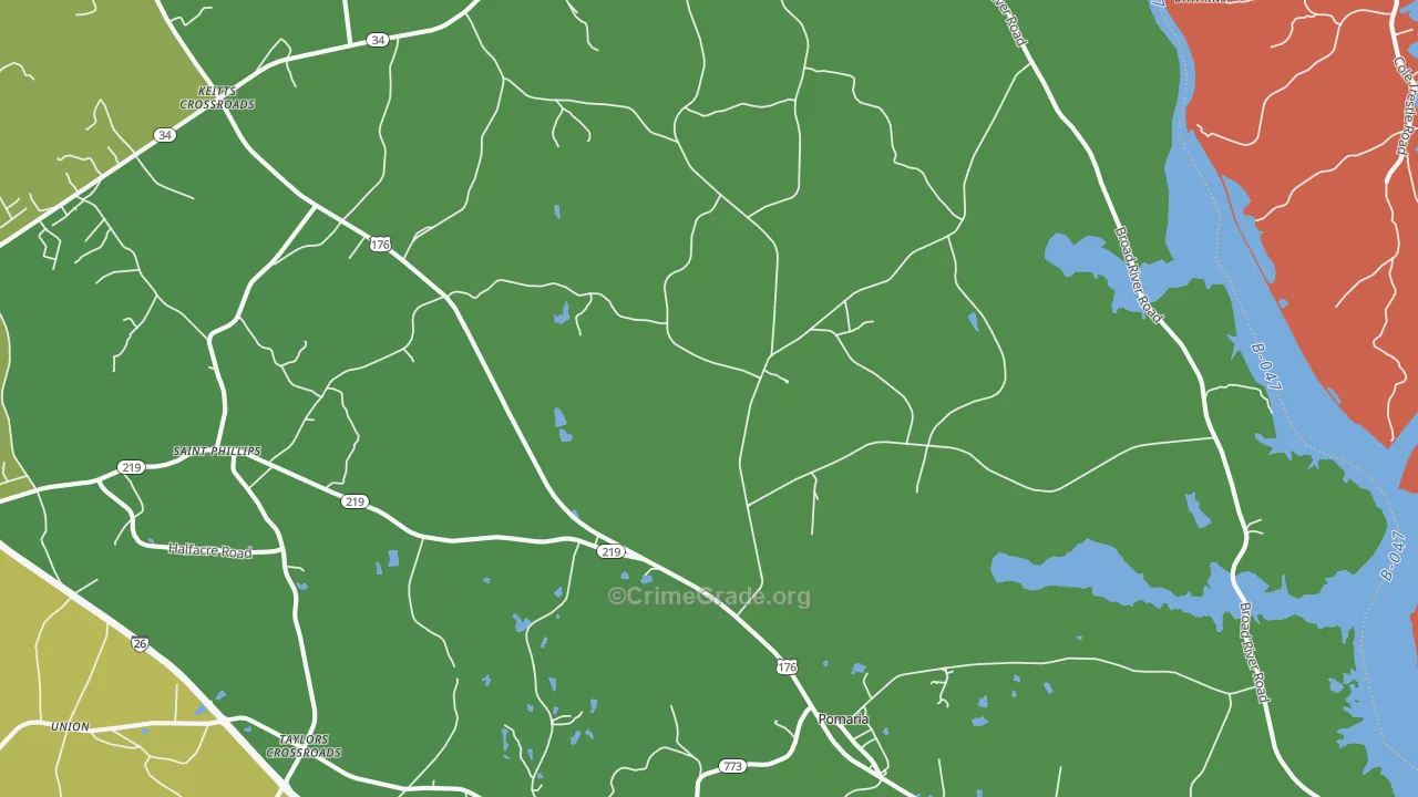 Pomaria, SC Map of Vandalism Rates