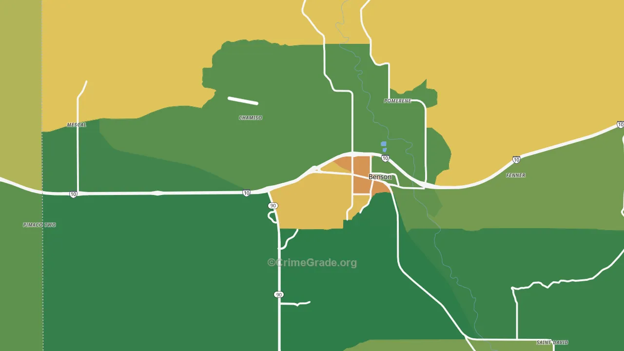 Pomerene, AZ Map of Vandalism Rates