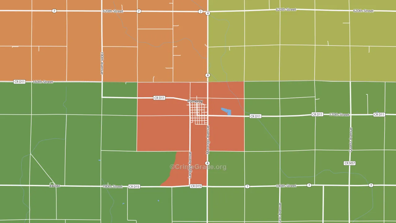 Pomeroy, IA Map of Vandalism Rates