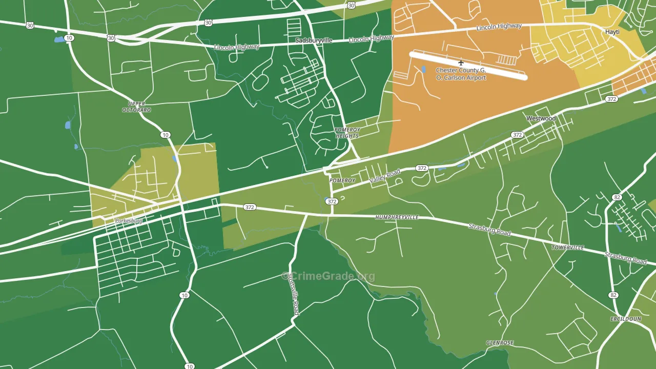 Pomeroy, PA Map of Vandalism Rates