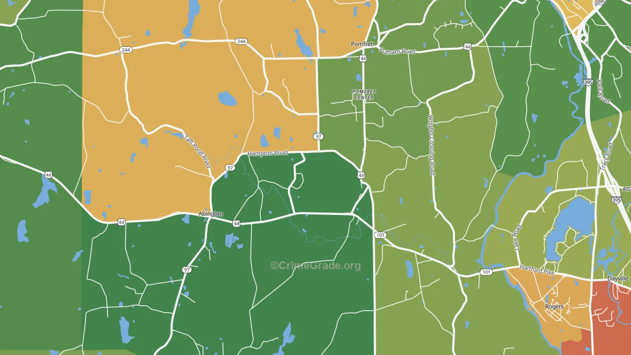 Pomfret Center, CT Map of Vandalism Rates