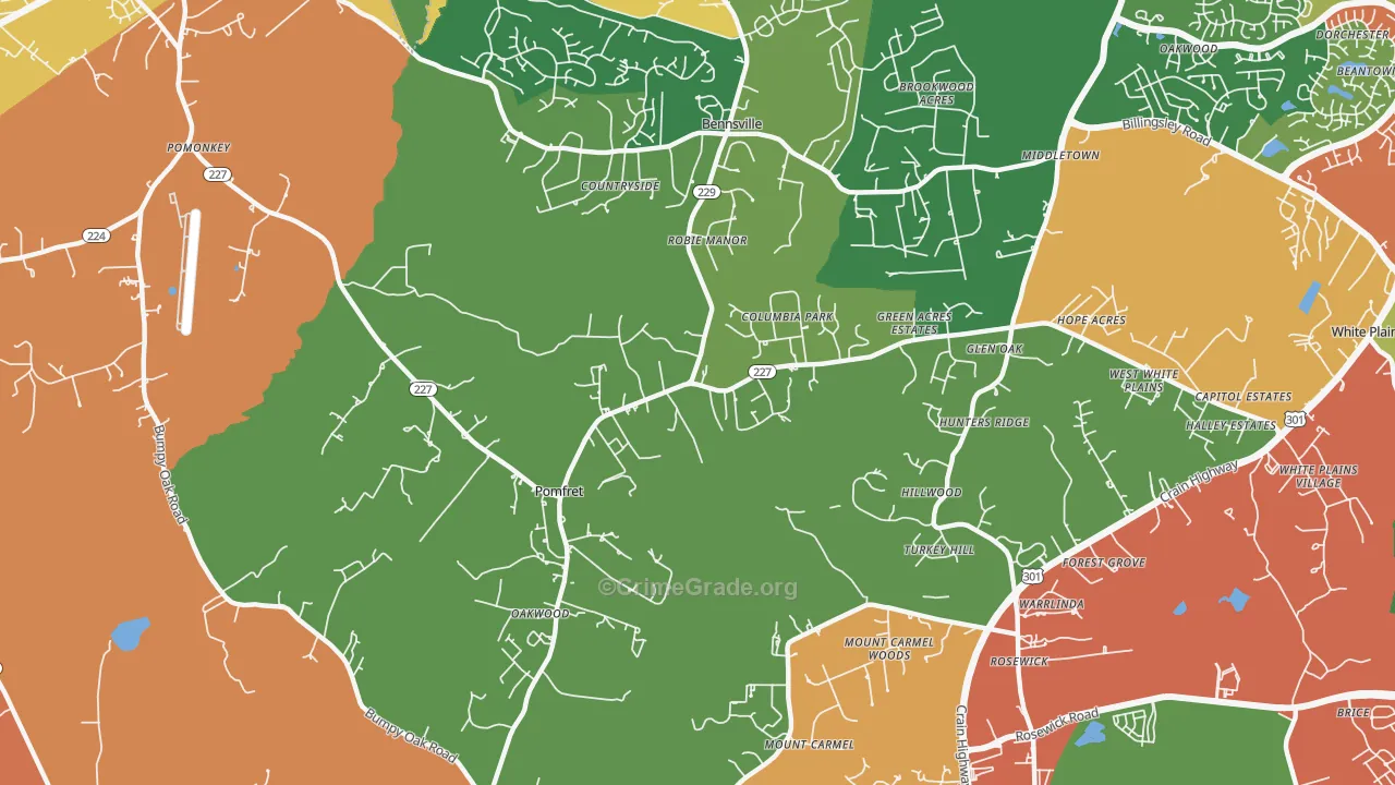 Pomfret, MD Map of Vandalism Rates
