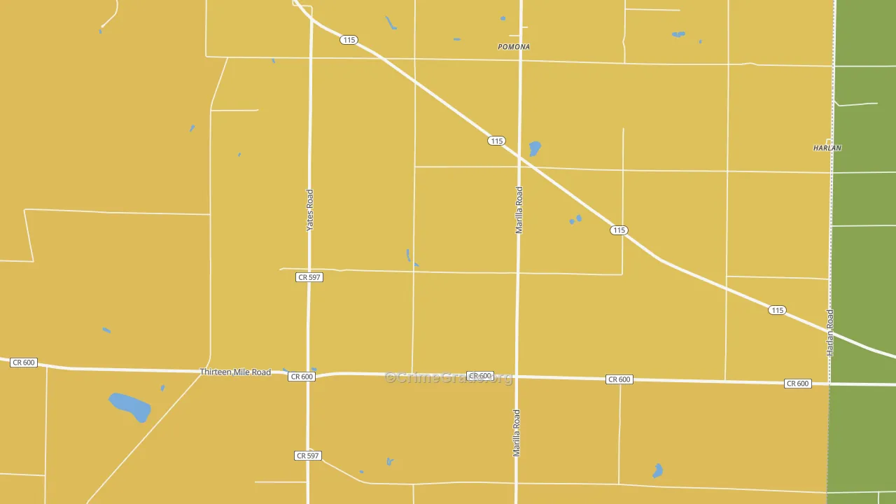 Pomona, MI Map of Vandalism Rates