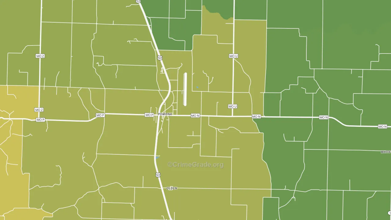 Pomona, MO Map of Vandalism Rates