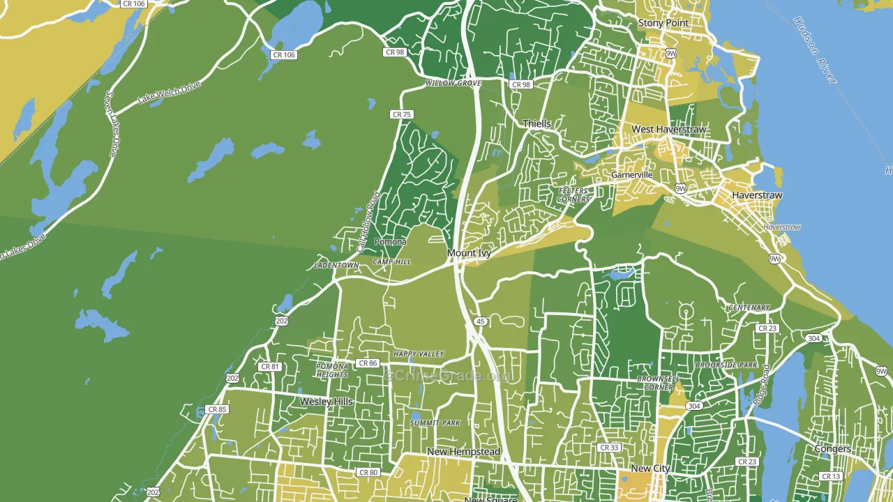 Pomona, NY Map of Vandalism Rates