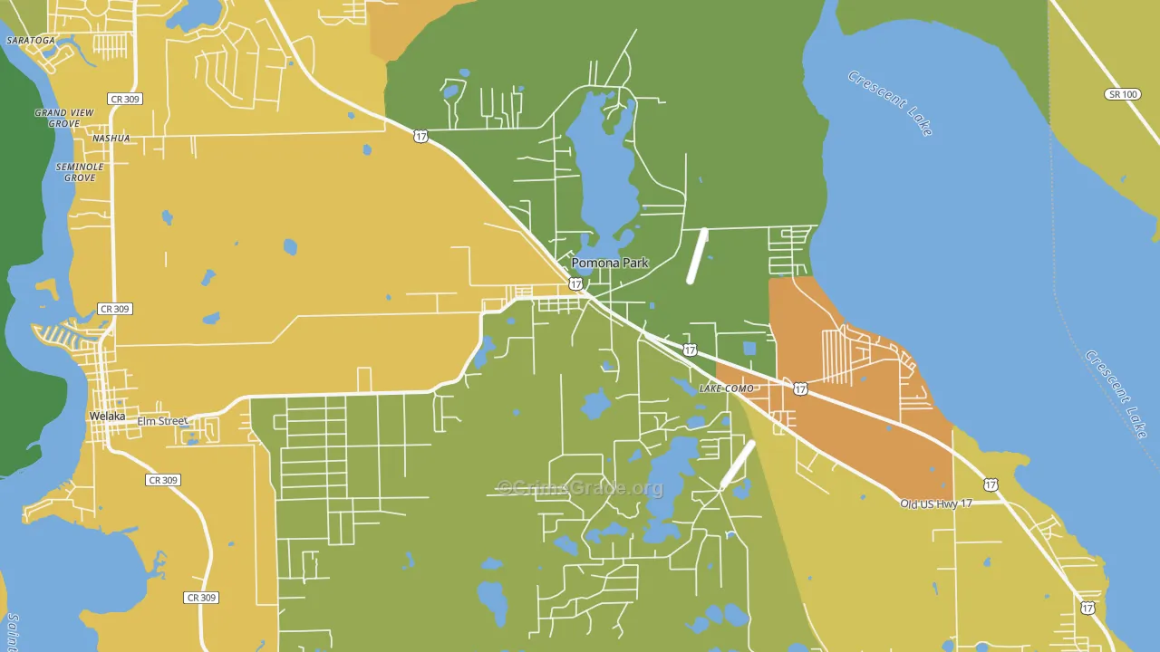 Pomona Park, FL Map of Vandalism Rates