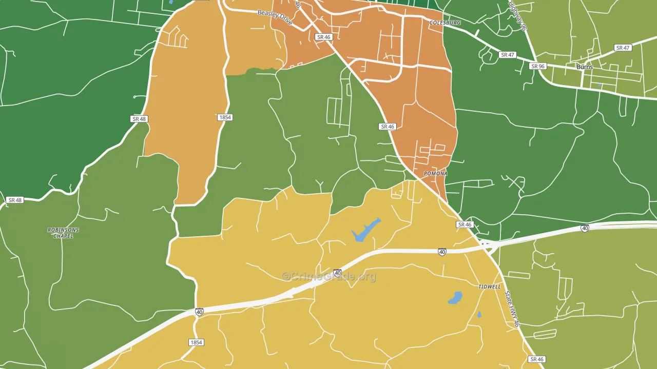 Pomona, TN Map of Vandalism Rates