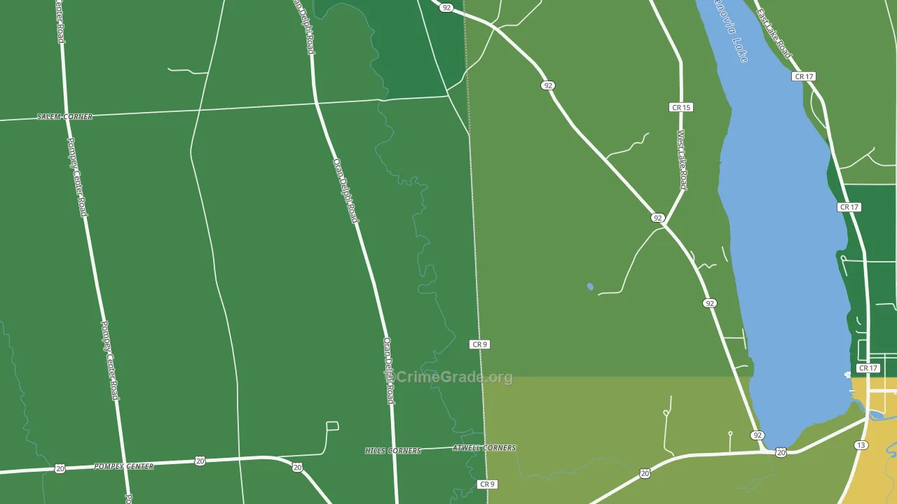 Pompey Center, NY Map of Vandalism Rates