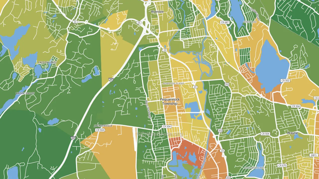 Pompton Plains, NJ Map of Vandalism Rates