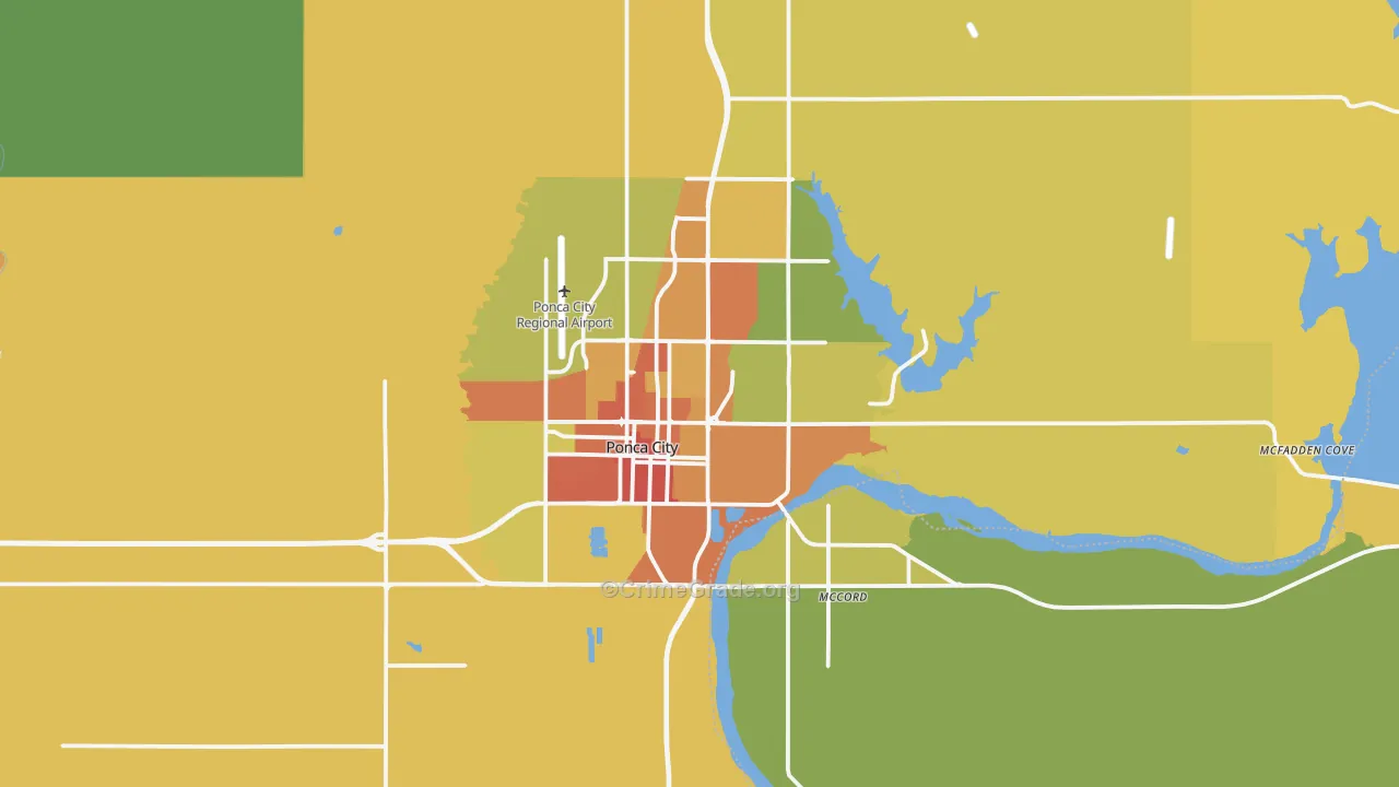 Ponca City, OK Map of Vandalism Rates