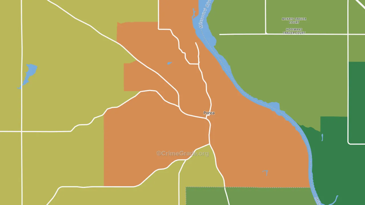 Ponca, NE Map of Vandalism Rates