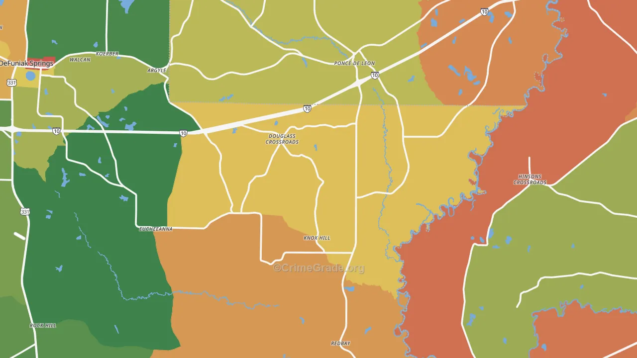 Ponce de Leon, FL Map of Vandalism Rates