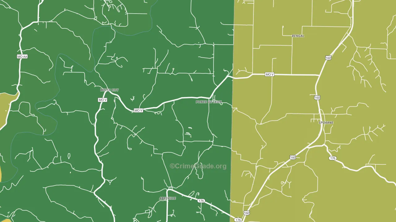 Ponce De Leon, MO Map of Vandalism Rates