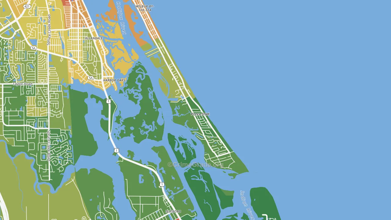 Ponce Inlet, FL Map of Vandalism Rates
