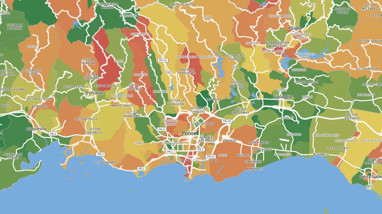 Ponce, PR Map of Vandalism Rates