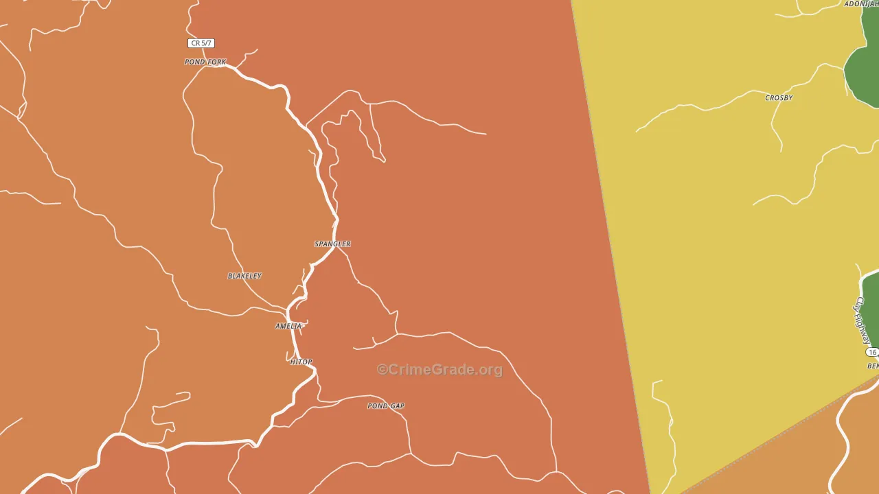 Pond Gap, WV Map of Vandalism Rates