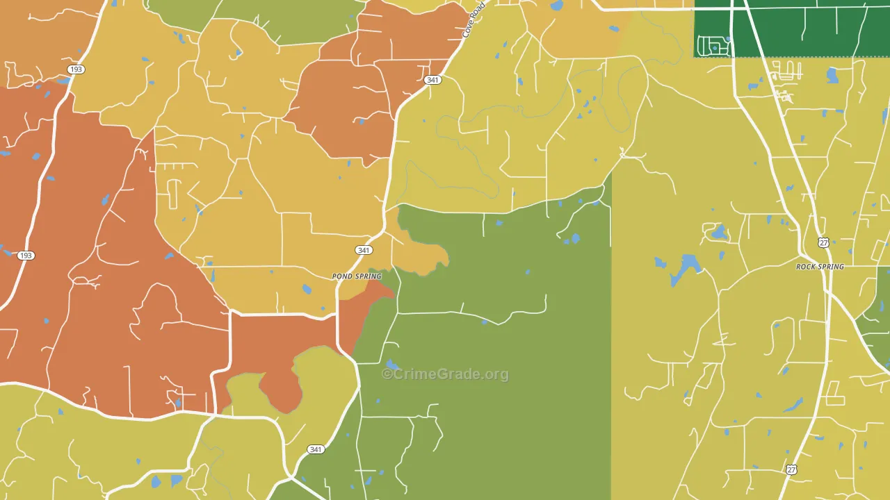 Pond Spring, GA Map of Vandalism Rates
