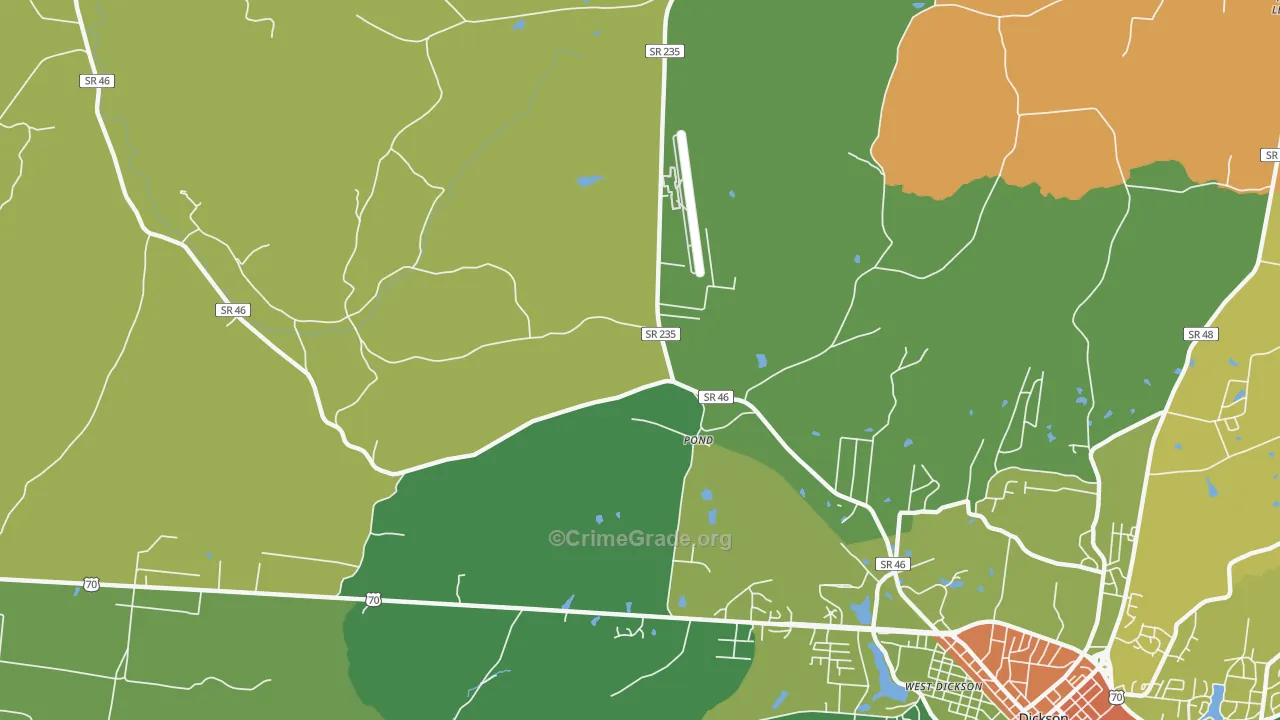 Pond, TN Map of Vandalism Rates