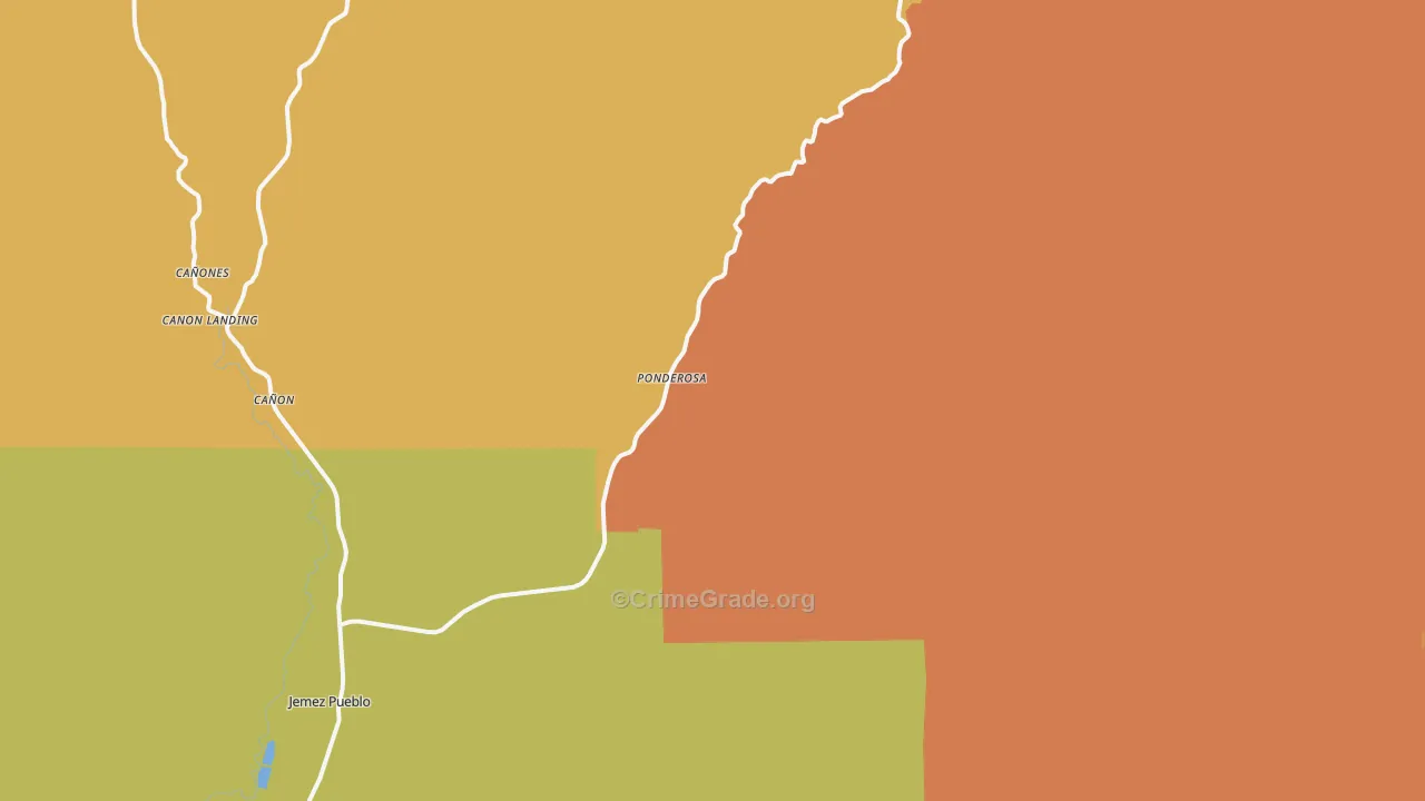 Ponderosa, NM Map of Vandalism Rates