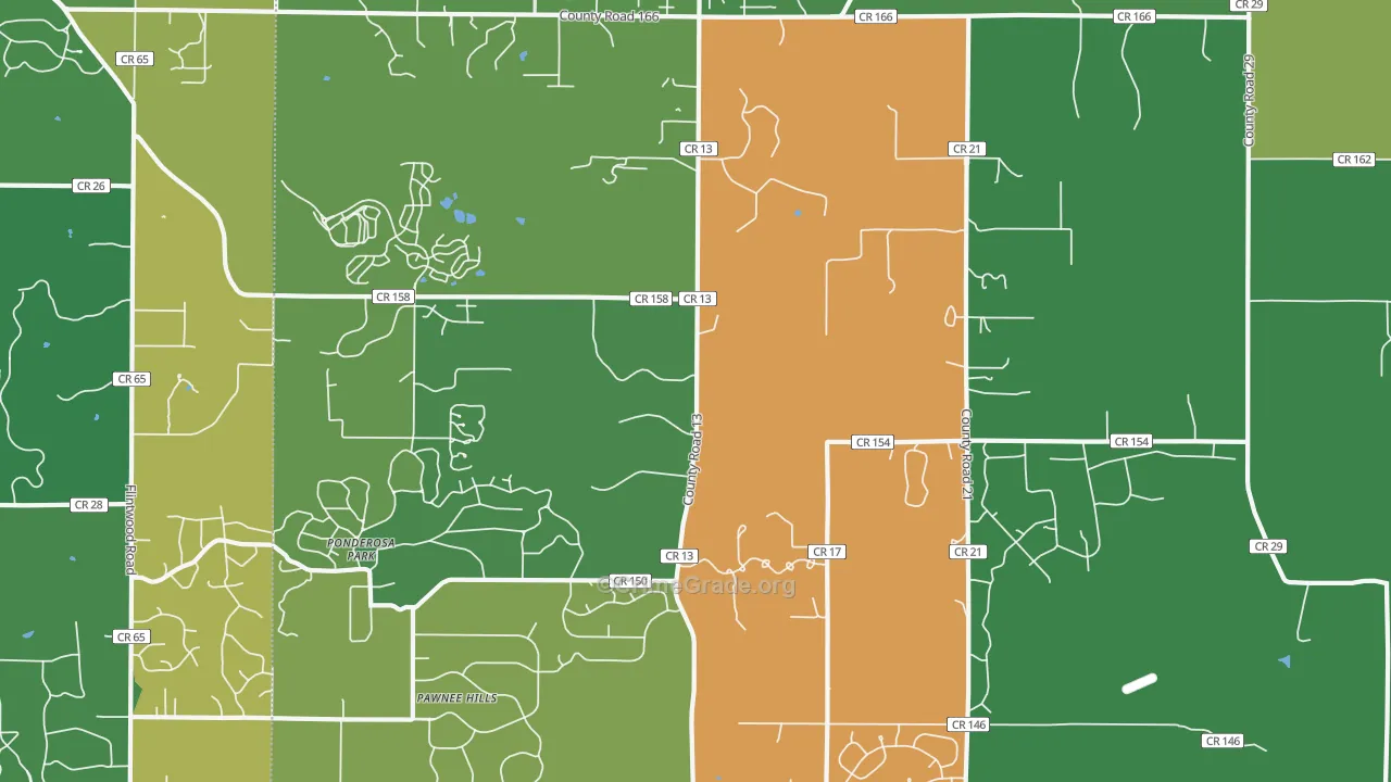Ponderosa Park, CO Map of Vandalism Rates