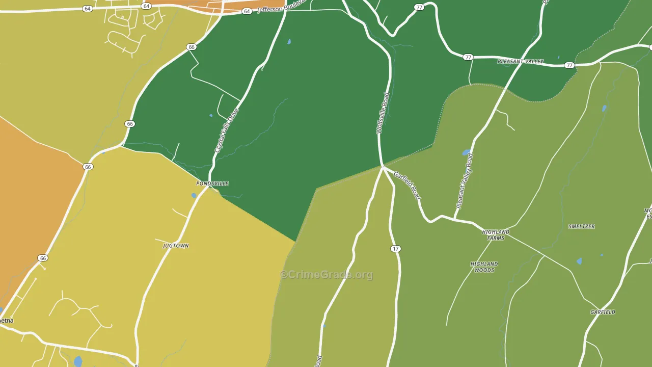 Pondsville, MD Map of Vandalism Rates