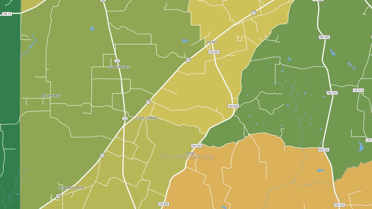 Pone, TX Map of Vandalism Rates