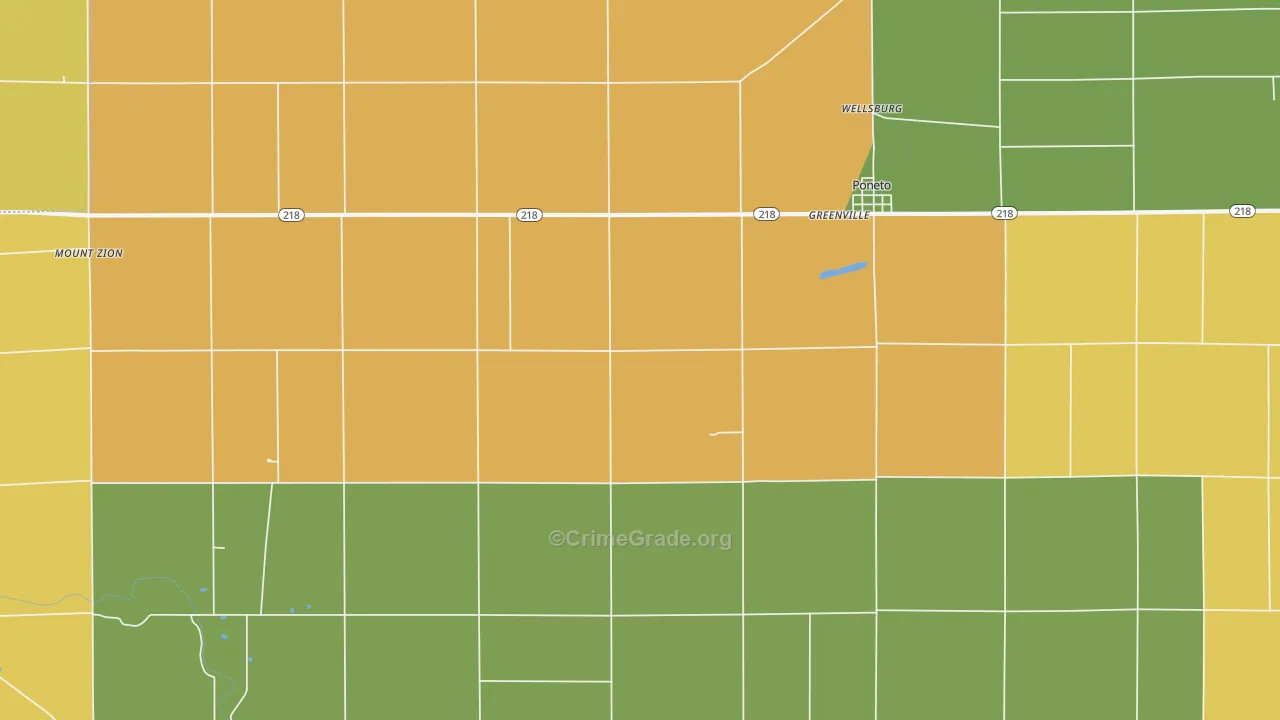 Poneto, IN Map of Vandalism Rates