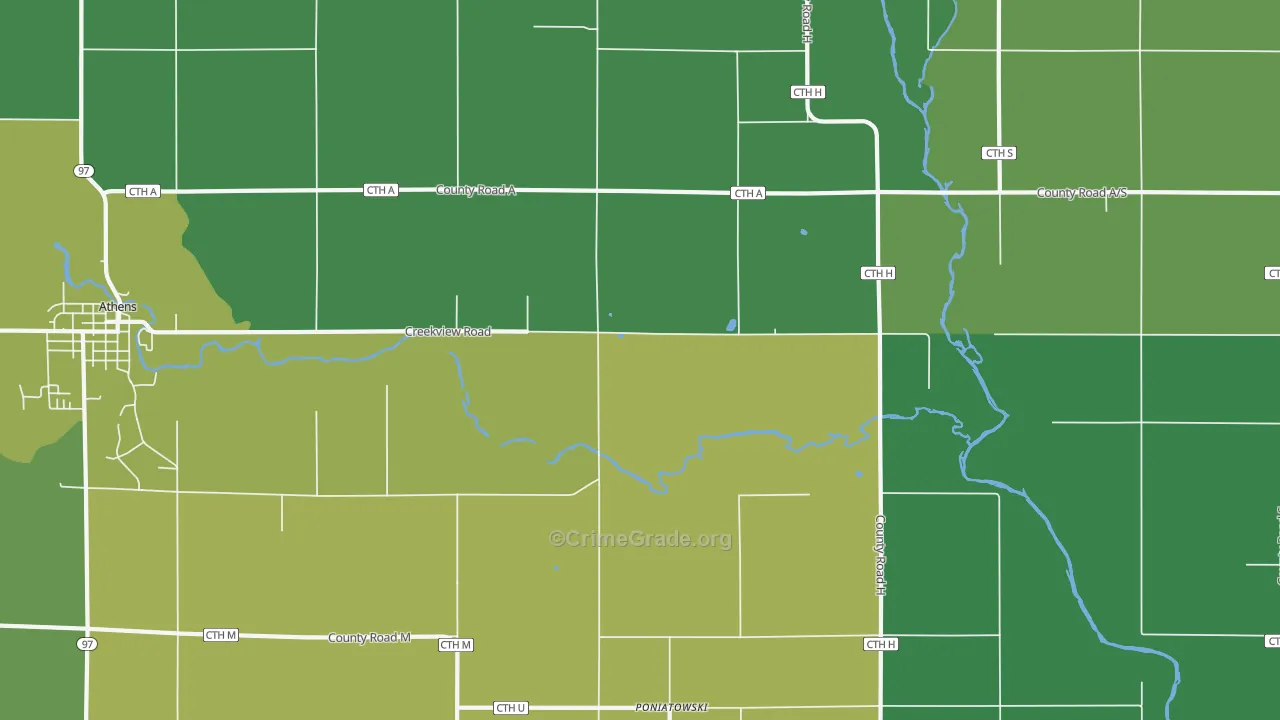 Poniatowski, WI Map of Vandalism Rates