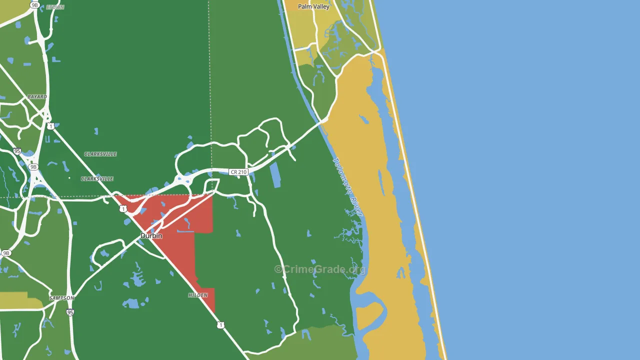 Ponte Vedra Beach, FL Map of Vandalism Rates
